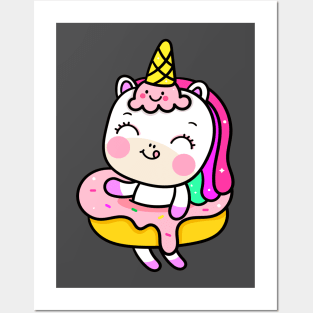 Donuts Unicorn Chubby Posters and Art